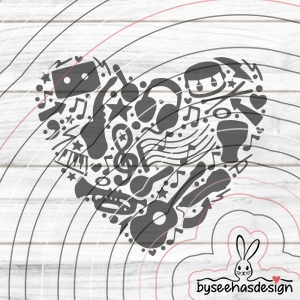 Musik Herz Plotterdatei SVG DXF