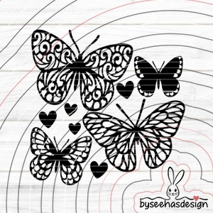 4 Schmetterlinge Plotterdatei SVG DXF