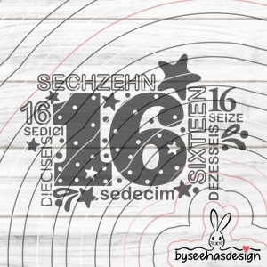 Sechzehn Plotterdatei SVG DXF