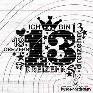 Zahl Dreizehn Plotterdatei SVG DXF