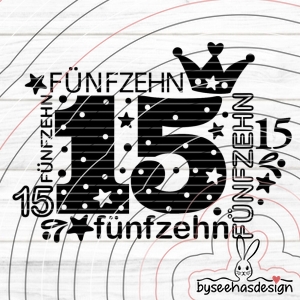 Zahl Fünfzehn Plotterdatei SVG DXF