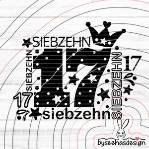 Zahl Siebzehn Plotterdatei SVG DXF