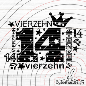 Zahl Vierzehn Plotterdatei SVG DXF
