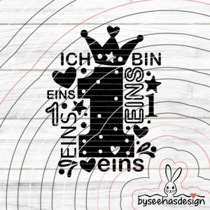 Zahl 1 Plotterdatei SVG DXF