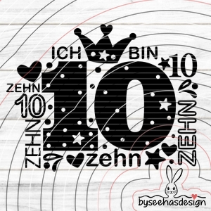 Zahl Zehn Plotterdatei SVG DXF