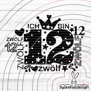 Zahl Zwölf Plotterdatei SVG DXF