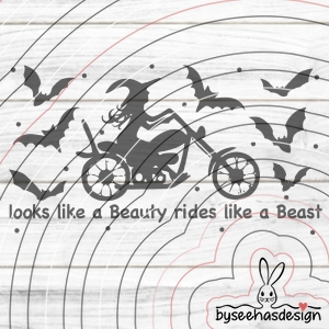 Hexe auf Motorrad Plotterdatei  SVG DXF